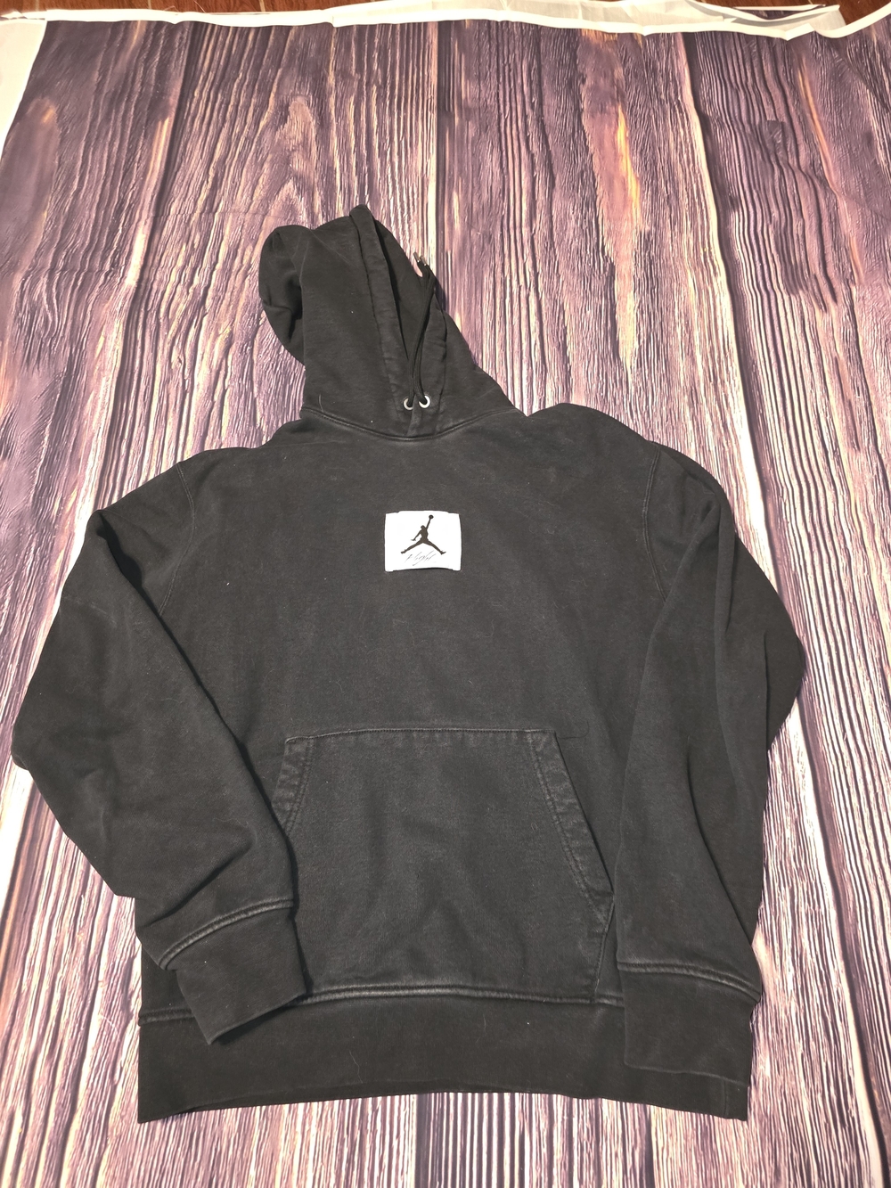 Jordan Black Crewneck Hoodie with White Jumpman Patch